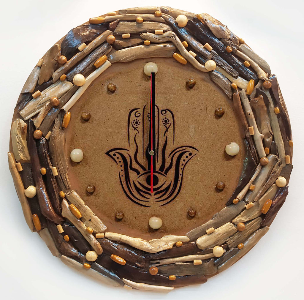Driftwood Clock - Hamsa