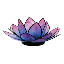 Capiz Lotus Tea Light Holder Climbinbing Vine, Pink and Turquoise