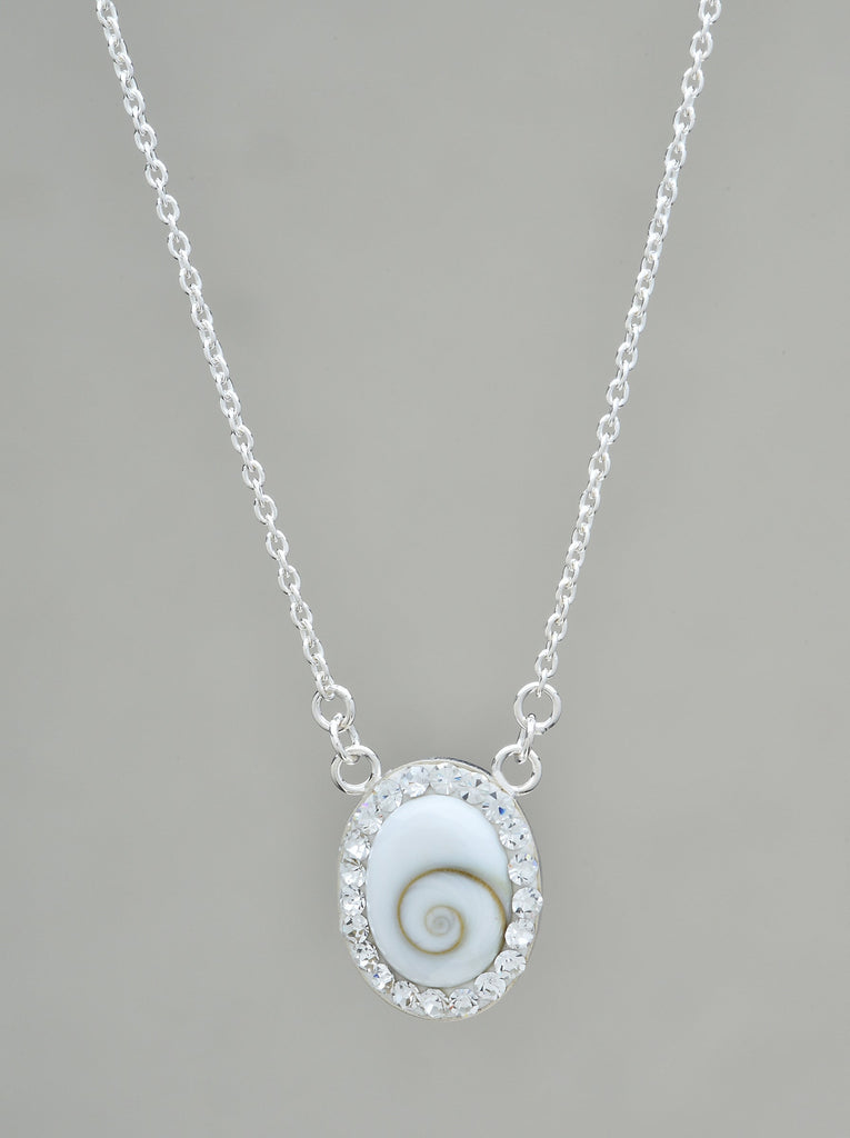 Crystal Lined Shiva's Eye Necklace Oval