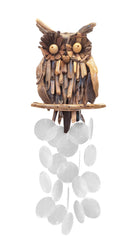 Driftwood Capiz Chime - Owl