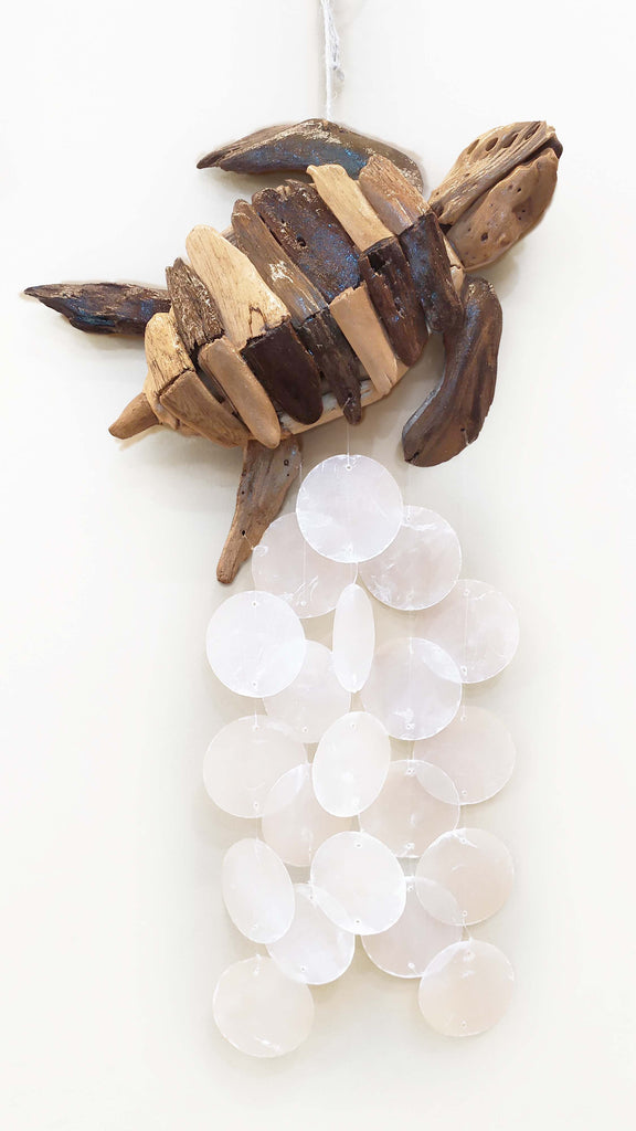 Driftwood Capiz Chime - Turtle