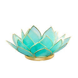 Capiz Lotus Tea Light Holder Climbinbing Vine, Aquamarine