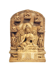 Tara Resin Statue with Pancha Buddhas: Natural / 4
