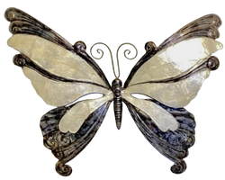 White Capiz Shell & Metal Butterfly Wall Accent