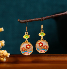 Enamel Blooming Lotus Earrings