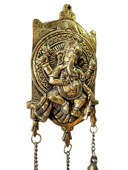 Dancing Ganesha Brass Wall Hanging: Brass / 15