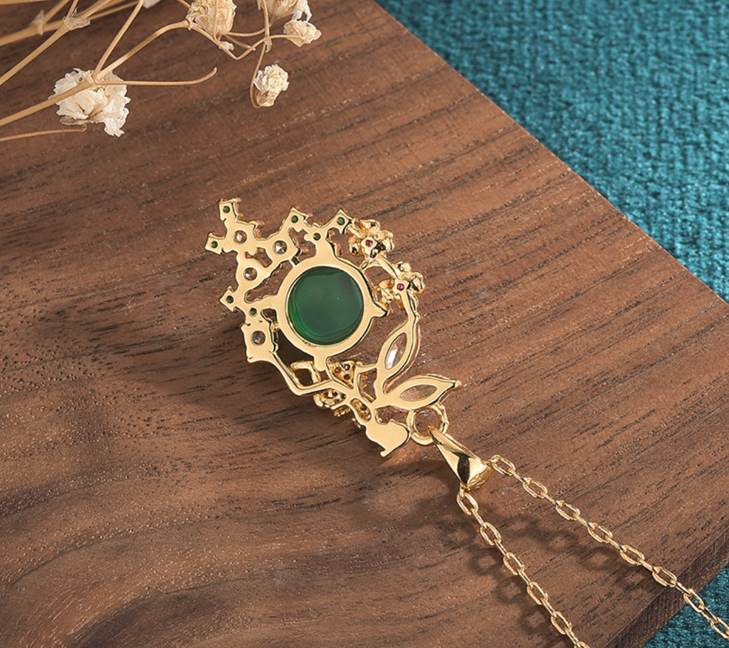 Crystal Flowers Jade Necklace