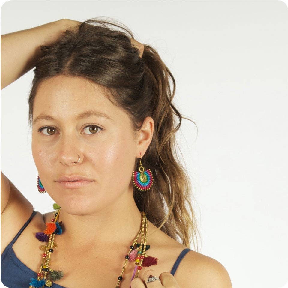 Macrame Sunbeam Earrings: Blue