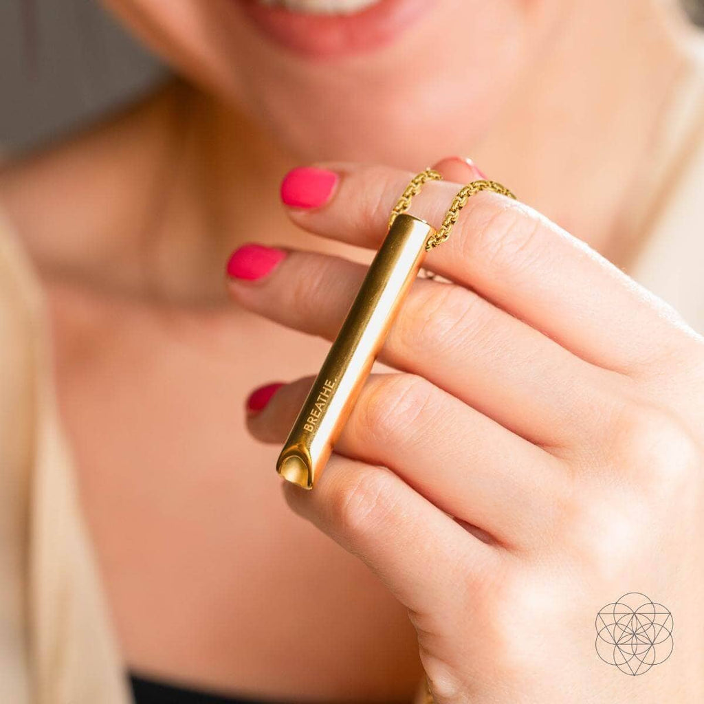 BREATHE. and Cycle Breaker - Mindfulness Breathing Necklaces: Golden BREATHE.