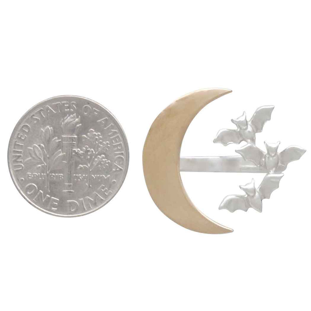 Mixed Metal Adjustable Bat Cluster and Moon Ring