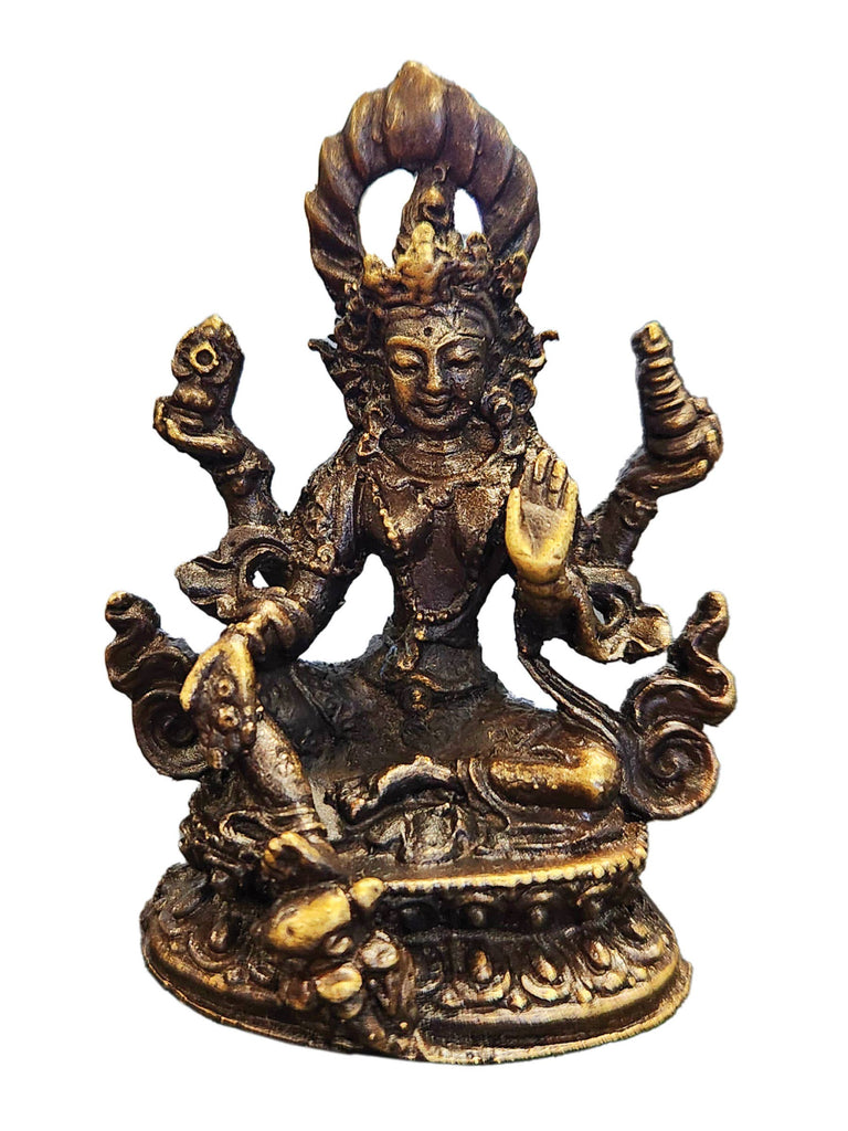 Bronze Statues Tara Buddha Kuber Laxmi: 2”x1.5” / White Tara