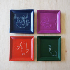 Square Animal Dish: Elephant with Heart Square Dish
