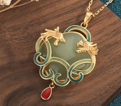 Dragon and Phoenix on Jade Necklace