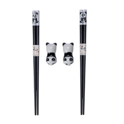Panda Cat 2 Pair Chopsticks and Chopsticks Rests Gift Set (1/80)