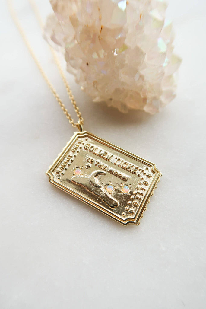 Golden Ticket to the Moon Necklace