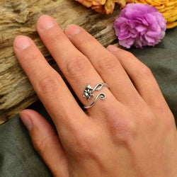 Adjustable Lotus Ring: Sterling Silver