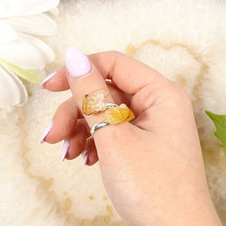 Citrine Ring (Adjustable) - Citrine Point Silver Plated