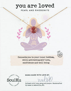 Rhodonite & Pearl Goddess Necklace for You Are Loved
