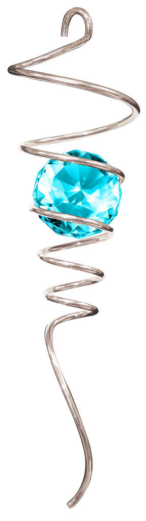 Crystal Spiral Tail Wind Spinner - Silver / Aqua