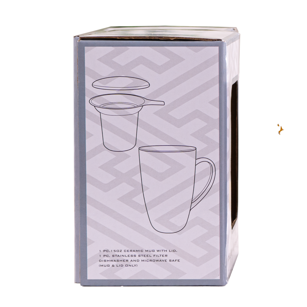 Bamboo Design 15oz Tea Mugs with Lid and Infuser