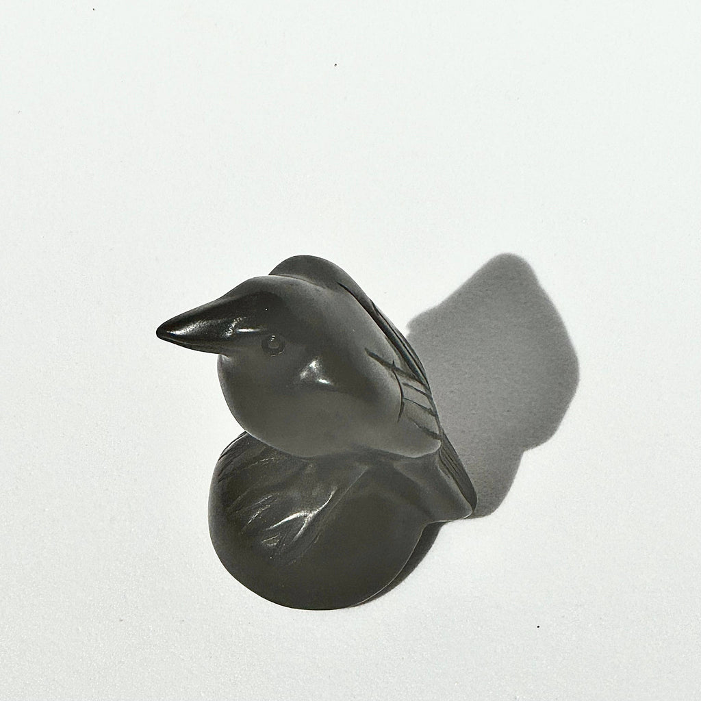 Black Obsidian Raven Carving