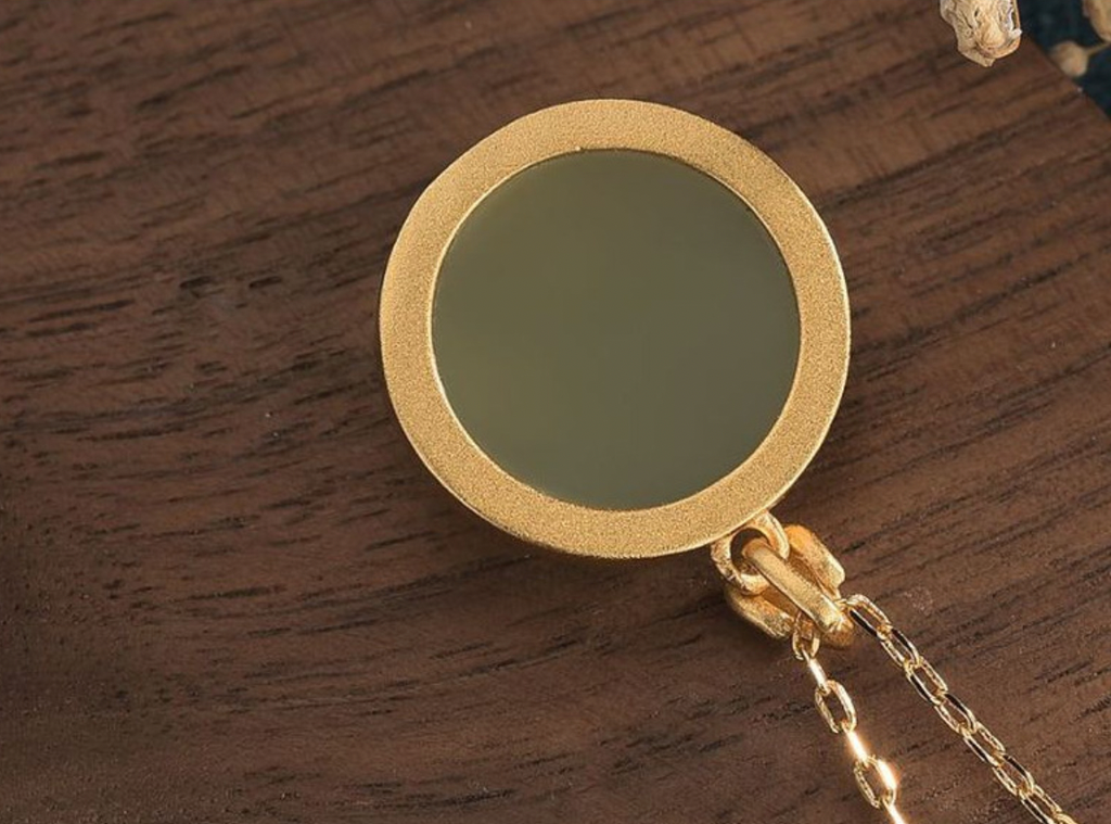 Golden Lotus on Jade Necklace