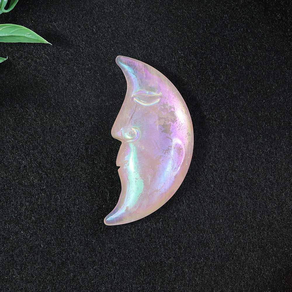 Angel Aura Rose Quartz Moon Face - Angel Aura Rose Quartz