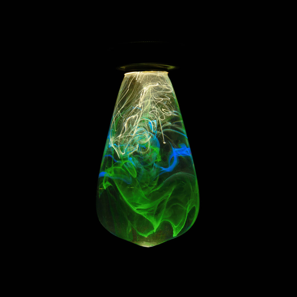 Handmade Resin Spring LED Light Bulb: Square Wooden Base Only