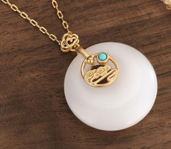 Chinese Style Floating Cloud in Jade Necklace