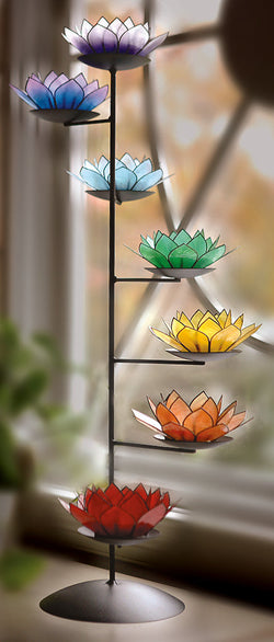 Capiz Lotus Spiral Chakra Stand Set - Paradise