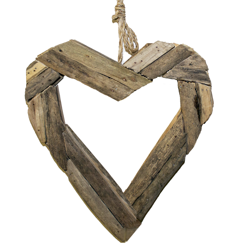 Folk Craft Wood Cut Open Heart Sml - KGT40.