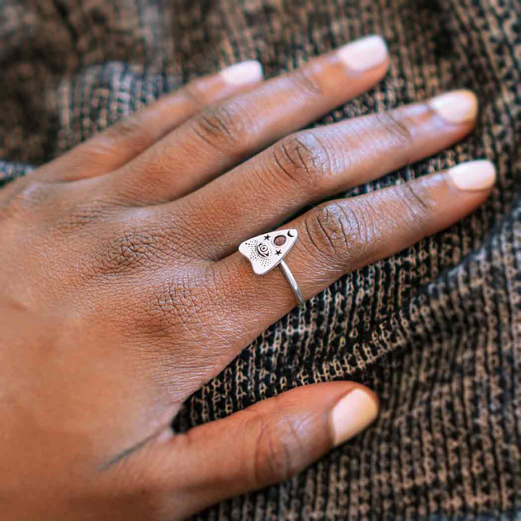 Sterling Silver or Bronze Ouija Planchette Ring: Recycled Sterling Silver / 7