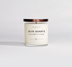 Blue Quartz Crystal Intention Candle- Cleanse & Calm