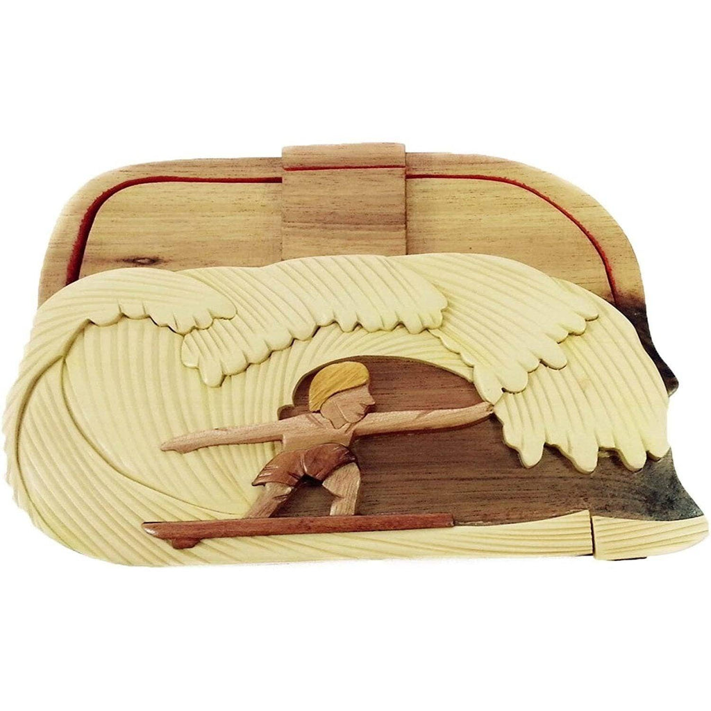 Surfer Dude, Red Interior - Hand Carved Keepsake Gift Box