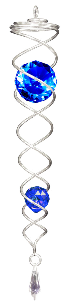 Crystal Twister Wind Spinner - Silver / Blue
