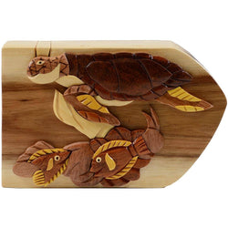 Turtle and Reef Fish - Hand Carved Keepsake Gift Box