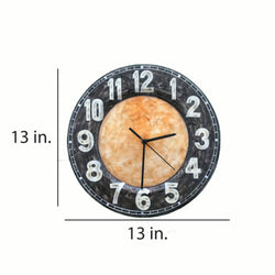 Clock Wall Decor With Black Rim, Compressed Capiz, Indoor
