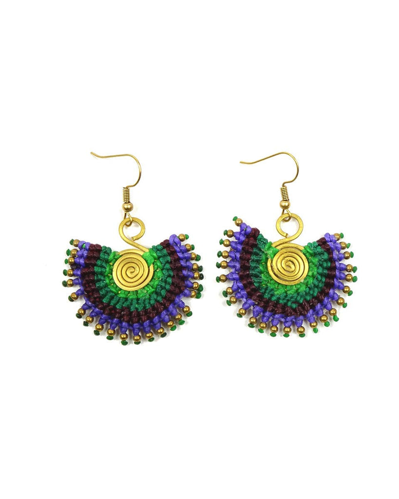Macrame Sunbeam Earrings: Green