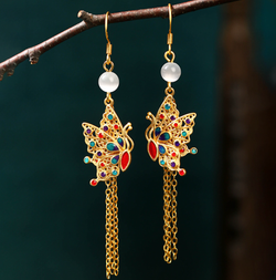 Golden Dancing Butterflies Earrings