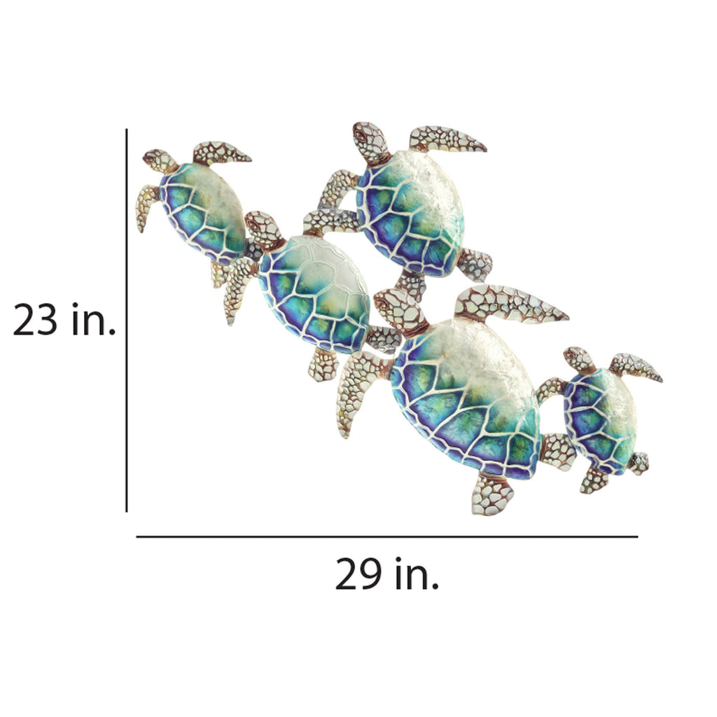 Sea Turtle Wall Decor Group Of Five, w/ Capiz, Outdoor Safe