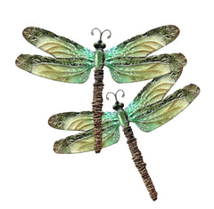 Capiz Shell & Metal Double Dragonfly in Green
