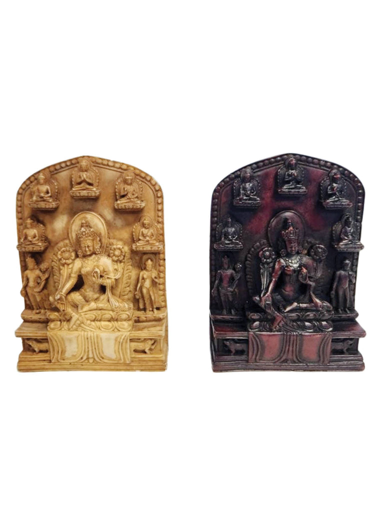 Tara Resin Statue with Pancha Buddhas: Dark / 4