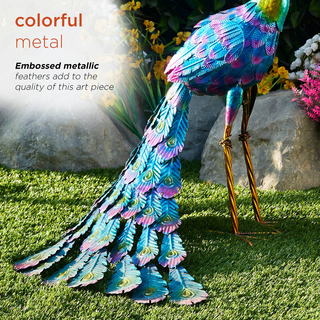 Alpine Corporation Embossed Metal Peacock Décor