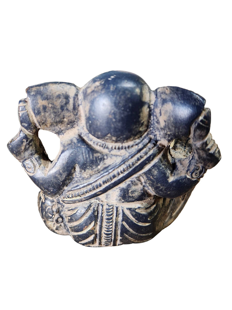Brass Blessing Ganesha Statue Black Sand Finish : 2.2