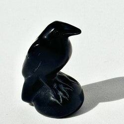 Black Obsidian Raven Carving
