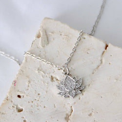 CZ Lotus Necklace: Gold