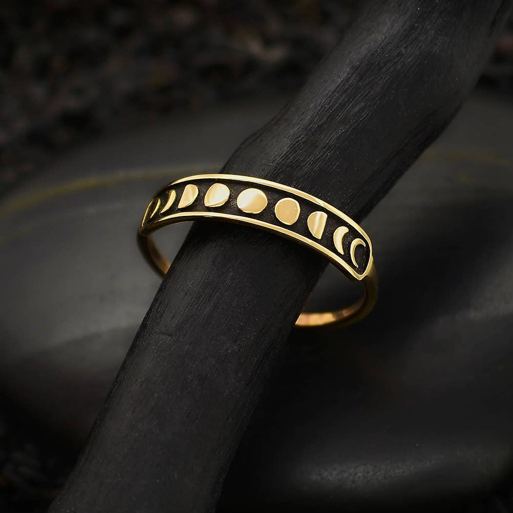 Sterling Silver or Bronze Moon Phases Ring: Recycled Sterling Silver / 11
