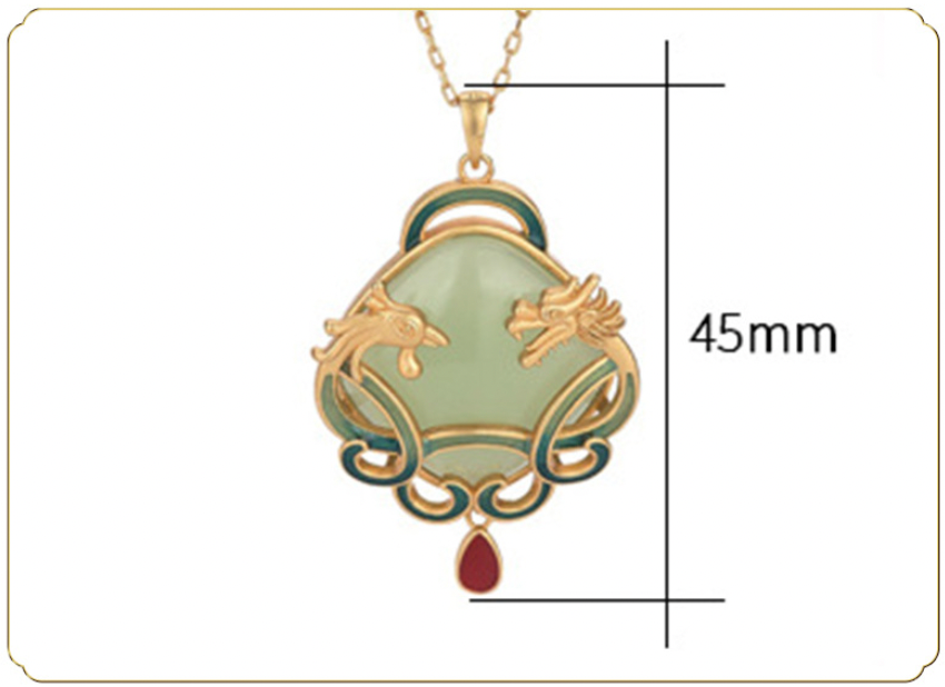 Dragon and Phoenix on Jade Necklace
