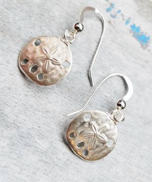 Silver Matte Sand Dollar Earrings