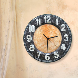 Clock Wall Decor With Black Rim, Compressed Capiz, Indoor
